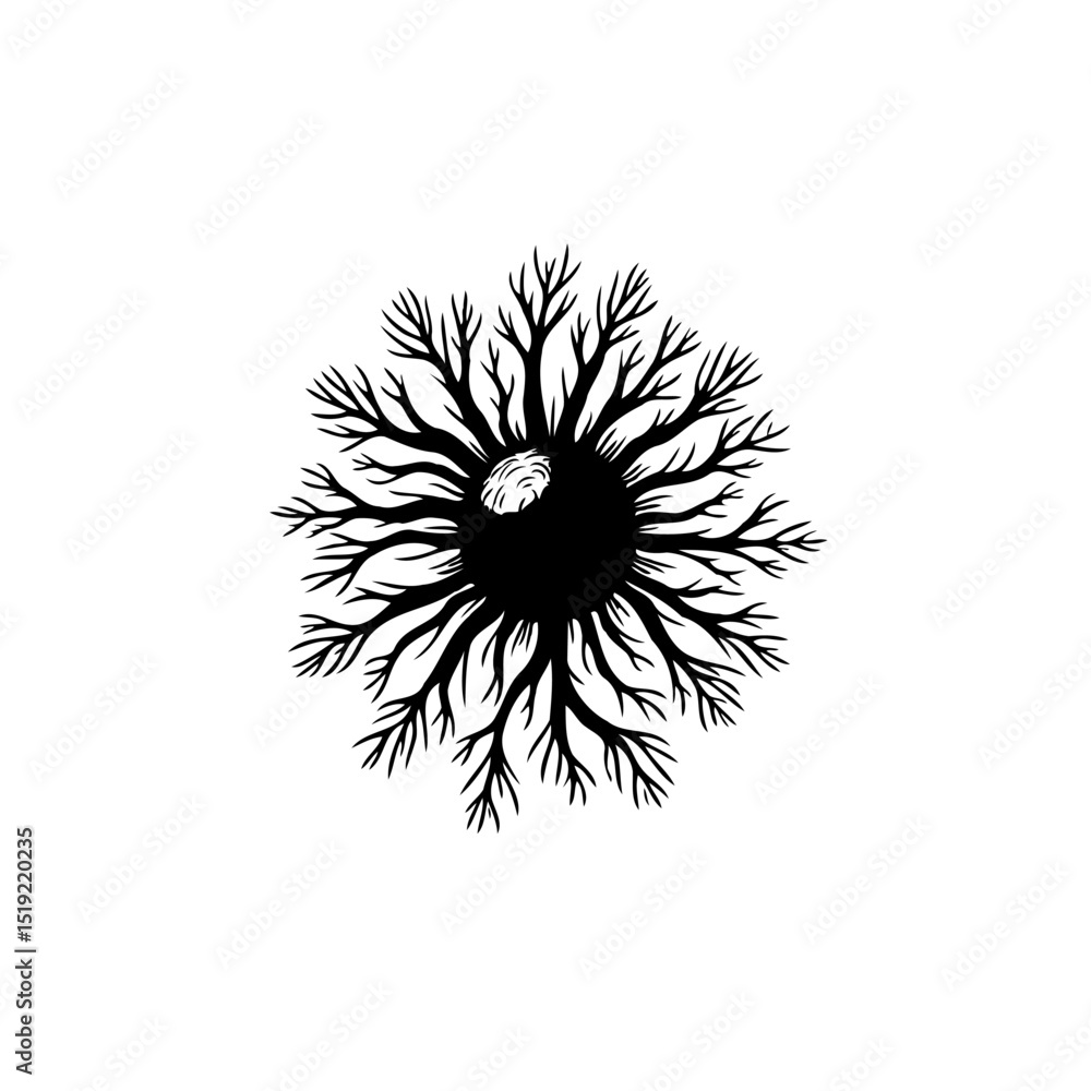Poster abstract organic pattern resembling a stylized tree branch or root system design