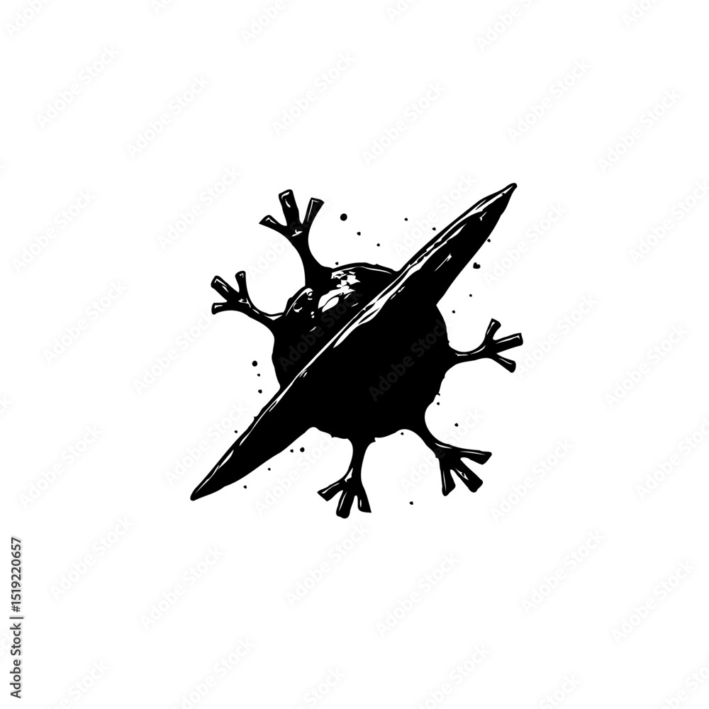 Aufkleber abstract depiction of a cell or microorganism with a sharp object piercing through