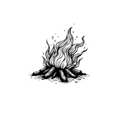 Sketch illustration of a bonfire: A minimalist and evocative artwork portraying warmth and light