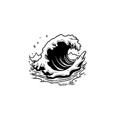 Minimalist Wave Illustration: A striking black and white graphic art design