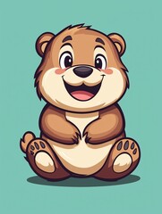 Fototapeta premium Cute cartoon bear sitting (1)