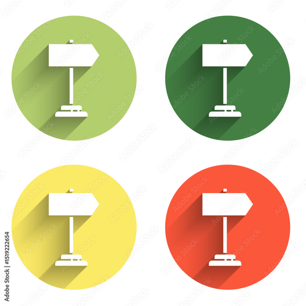 Poster set road traffic sign. signpost icon isolated with long shadow background. pointer symbol. isolated 