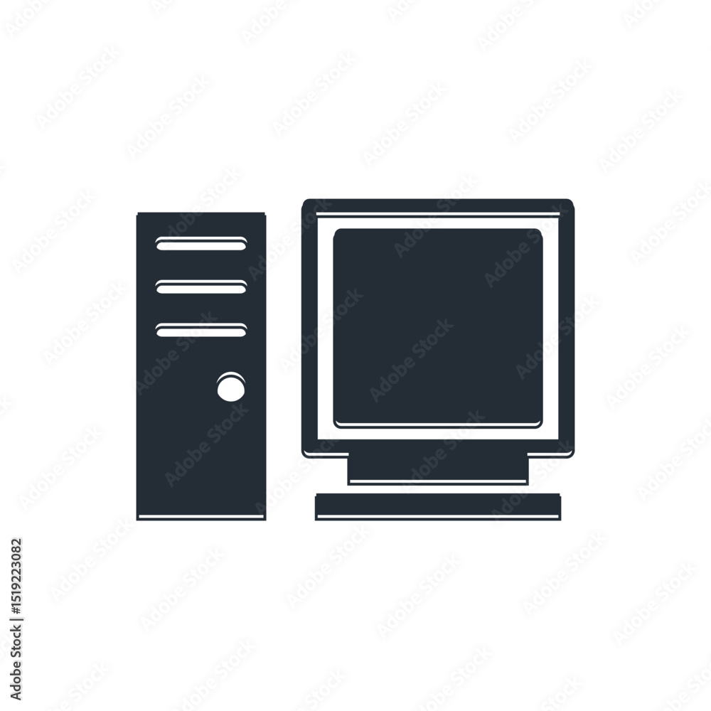 Poster black computer monitor icon isolated on white background. pc component sign. vector