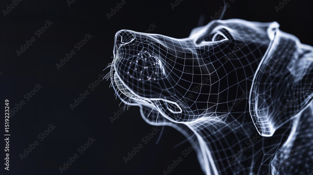 Poster this transparent companion hologram appears glowing and floating, showcasing advanced technology in 