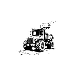 Bold Illustration of a Heavy Duty Dump Truck with Distinctive Outlines in Vector