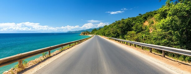 Infinite road along the scenic coastal landscape.