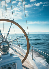 steering wheel of a yacht
