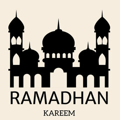 Happy Ramadan Kareem, Illustration Picture with mosque. Ramadan Kareem Celebration Design Vector Illustration. Suitable for poster, greeting card, banner and cover.