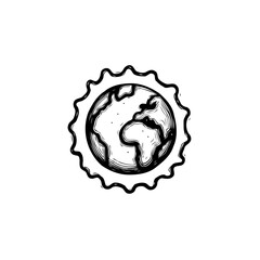 Doodle style earth globe icon depicting world connection and global unity