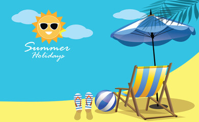 Hello summer holidays, summertime poster,banner, vector illustration.
