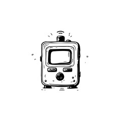 Whimsical hand drawn vector illustration of a retro vintage electronic device