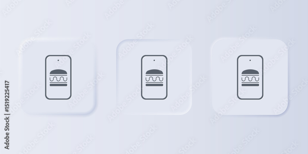 Aufkleber grey online ordering and fast food delivery icon isolated on grey background. burger sign. set icons