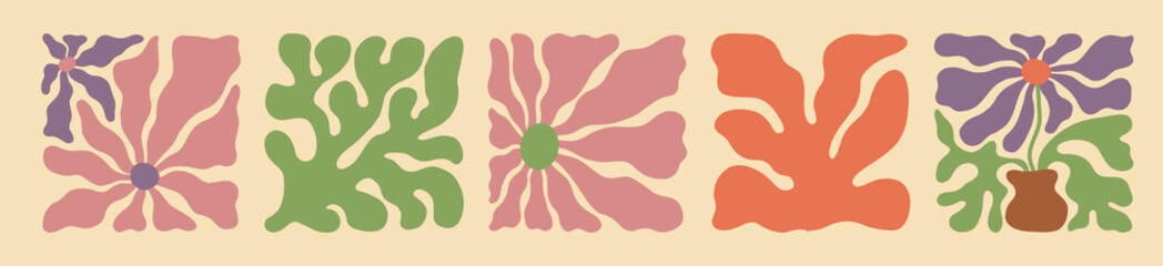Seventies-inspired wavy floral backdrop