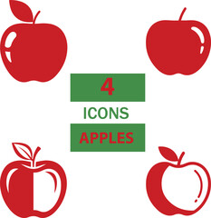 Flat and modern vector red apple vector illustration