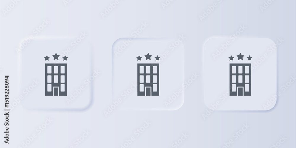 Poster grey hotel building icon isolated on grey background. set icons in square buttons. vector