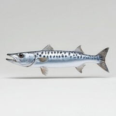 Naklejka premium Barracuda fish detailed illustration on a white background