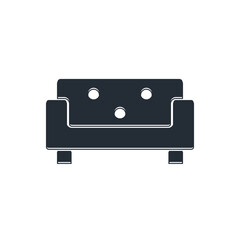 Black Sofa icon isolated on white background. Vector