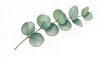 Watercolor vector wreath with green eucalyptus leaves and branches.