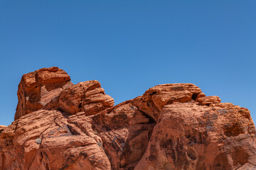Aztec Sandstone, Early Jurassic geological formation of primarily eolian sand . Beehive rock formations,Valley of Fire State Park, Clark County, Nevada geology. Weathering. Desert varnish