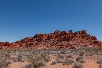 Aztec Sandstone, Early Jurassic geological formation of primarily eolian sand . Beehive rock formations,Valley of Fire State Park, Clark County, Nevada geology. Weathering. Desert varnish