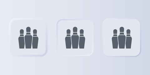 Grey Bowling pin icon isolated on grey background. Set icons in square buttons. Vector