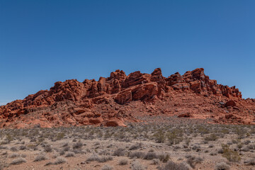 Aztec Sandstone, Early Jurassic geological formation of primarily eolian sand . Beehive rock formations,Valley of Fire State Park, Clark County, Nevada geology. Weathering. Desert varnish