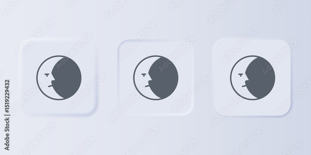 Poster grey moon icon isolated on grey background. set icons in square buttons. vector