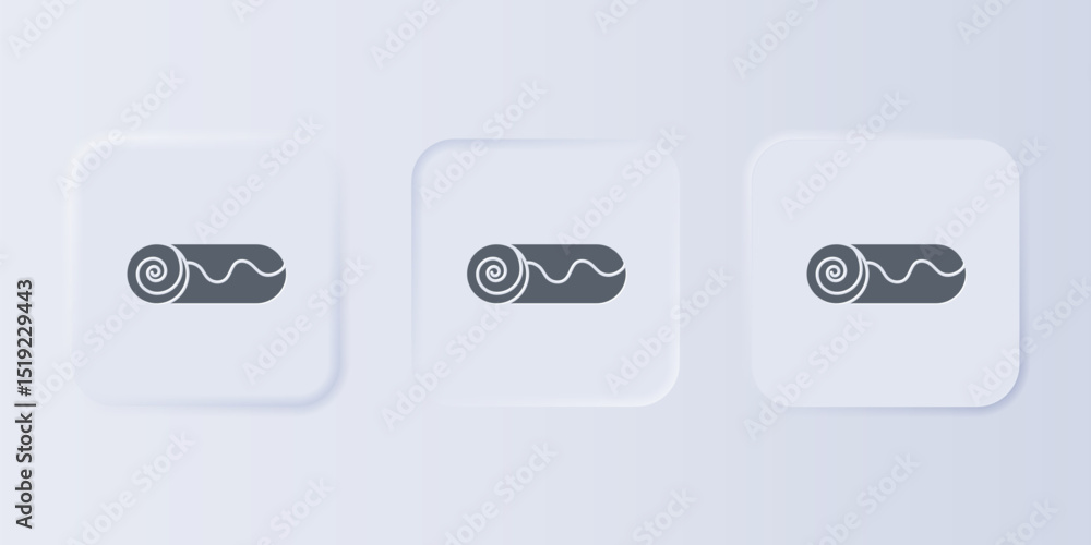 Aufkleber grey chocolate roll cake icon isolated on grey background. set icons in square buttons. vector