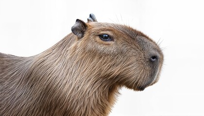 Striking Portrait of a Solitary Capybara Against a Transparent Background, Showcasing the Wild Side and Elegance of This Semiaquatic Rodent in High Resolution.