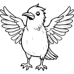 Obraz premium Cute Baby Crow Bird About to Fly Coloring Page