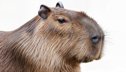 Transparent Background PNG of Isolated Capybara in High Resolution, Depicting a Charismatic South American Mammal in Striking Black and White against a Vivid Green Backdrop, Perfect for Digital