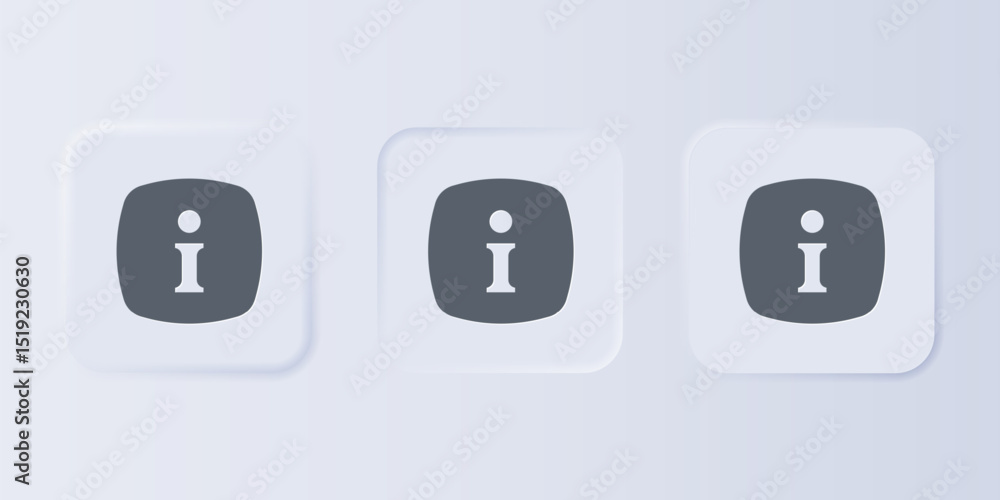 Poster grey information icon isolated on grey background. set icons in square buttons. vector
