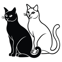 silhouette International Cat Day on white background