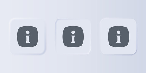 Grey Information icon isolated on grey background. Set icons in square buttons. Vector