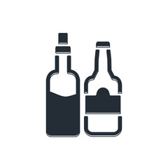 Black Whiskey bottle icon isolated on white background. Vector