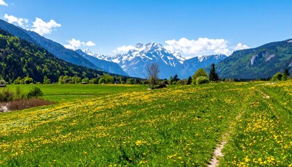 Fototapeta premium alpine meadow with flowers