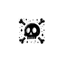 Obraz premium A captivating skull and crossbones illustration with celestial accents, perfect for edgy designs