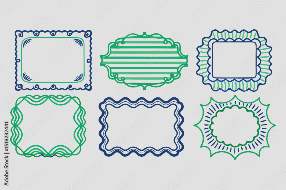 Poster bohemian style icon set hand drawn vector graphics