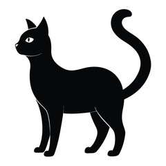 silhouette International Cat Day on white background