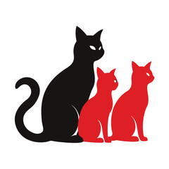 silhouette International Cat Day on white background