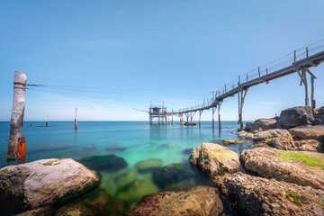 Obraz premium Trabocco wooden old fishing machine. San Vito Chietino, Abruzzo, Italy