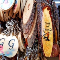 Wooden Key ring at Shimla Lakkar Bazar, India