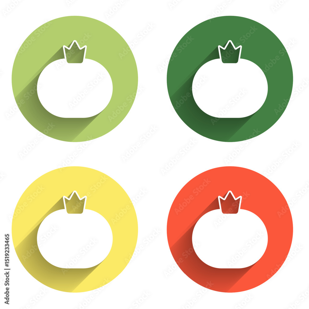 Poster set tomato icon isolated with long shadow background. color circle button. vector
