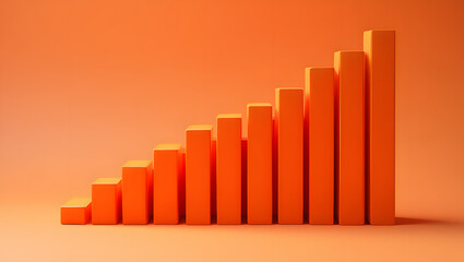 Fototapeta premium Ascending orange blocks growth chart success progress