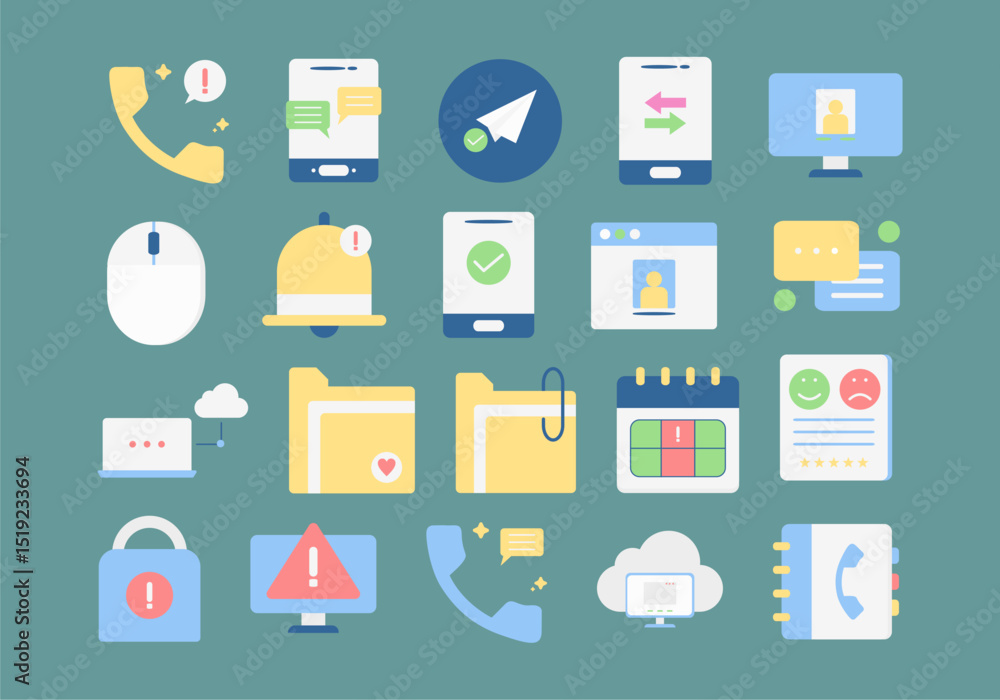 Poster flat icon app basics element