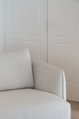 Comfortable modern sofa in minimalist living room interior design