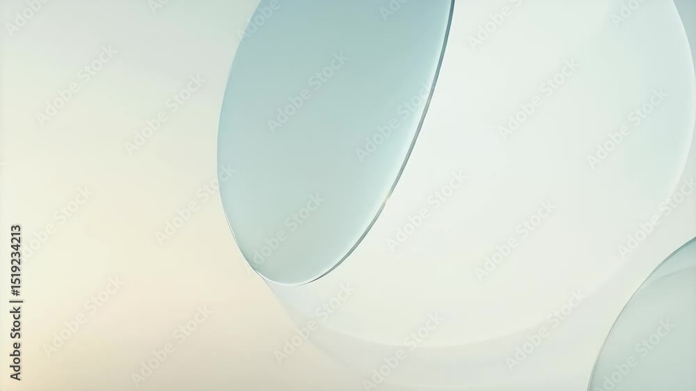 Poster ミニマル幾何学的抽象デザイン パステルカラーの背景にソフトなライティング 丸みを帯びたシェイプが重なり合った抽象的な壁紙