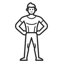 Pose Man Icon Outline on White Background