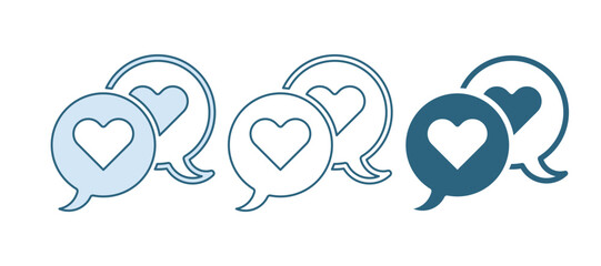 Blue Heart in speech bubble icon isolated on white background. Happy Valentines day. Vector