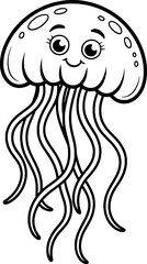 Adorable cartoon jellyfish coloring page cute sea creature